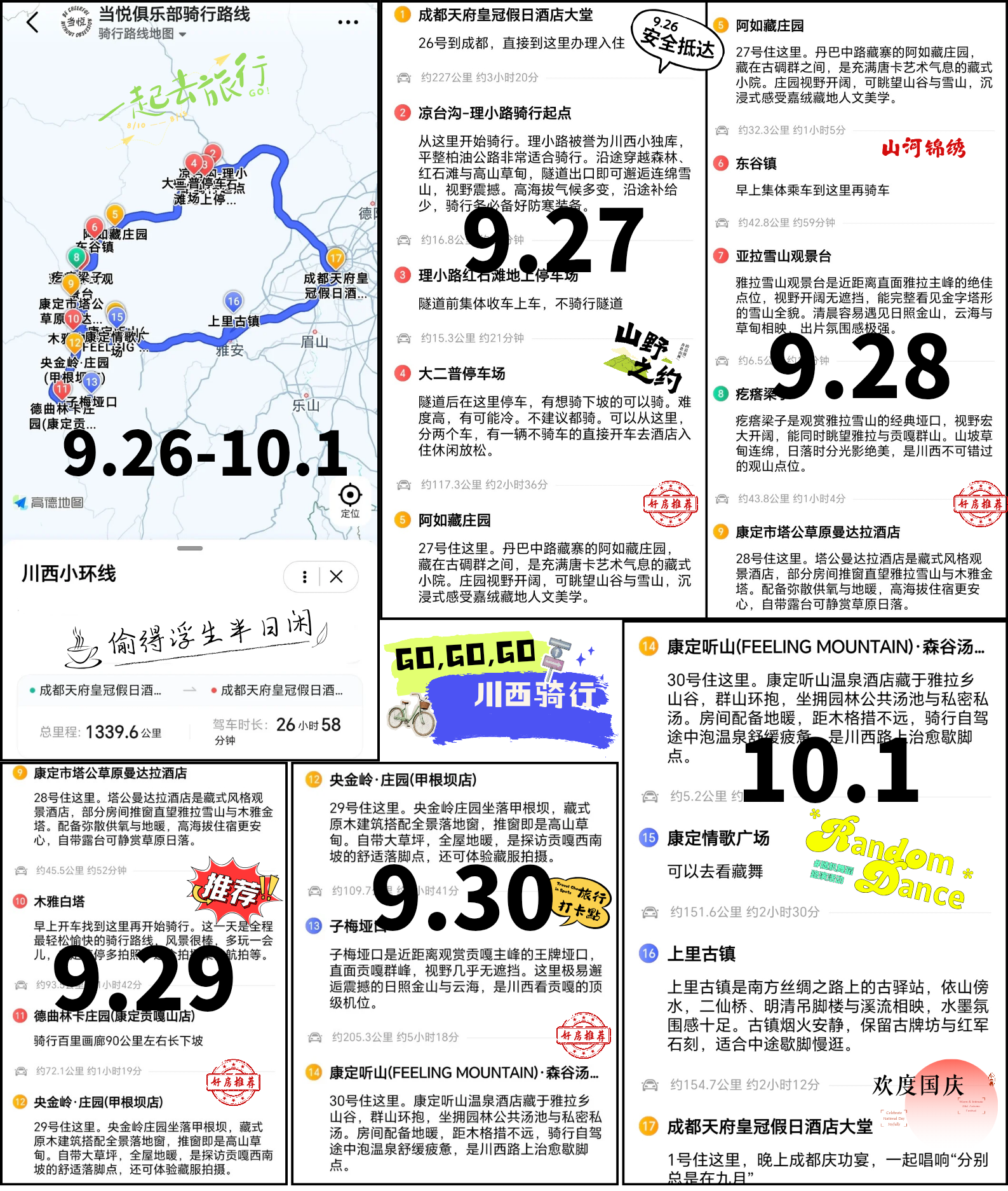 川西骑行路线总览图